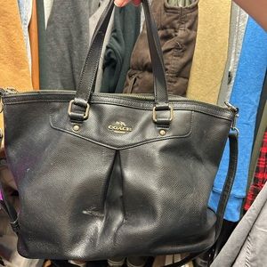 Black leather coach purse